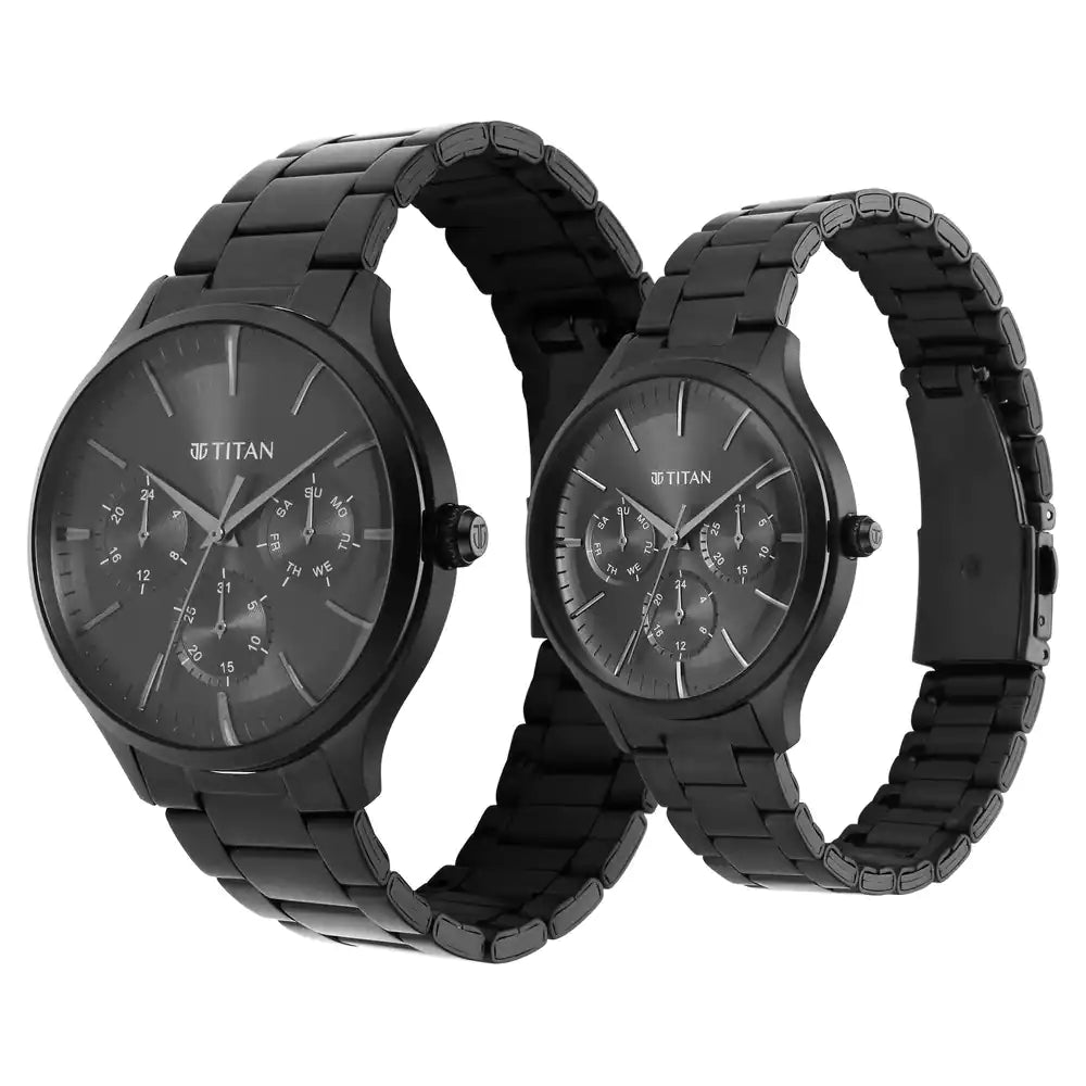 Titan Bandhan Black Dial Stainless Steel Strap Watch 9400494204NM01 - KRISHNA WATCH COMPANY