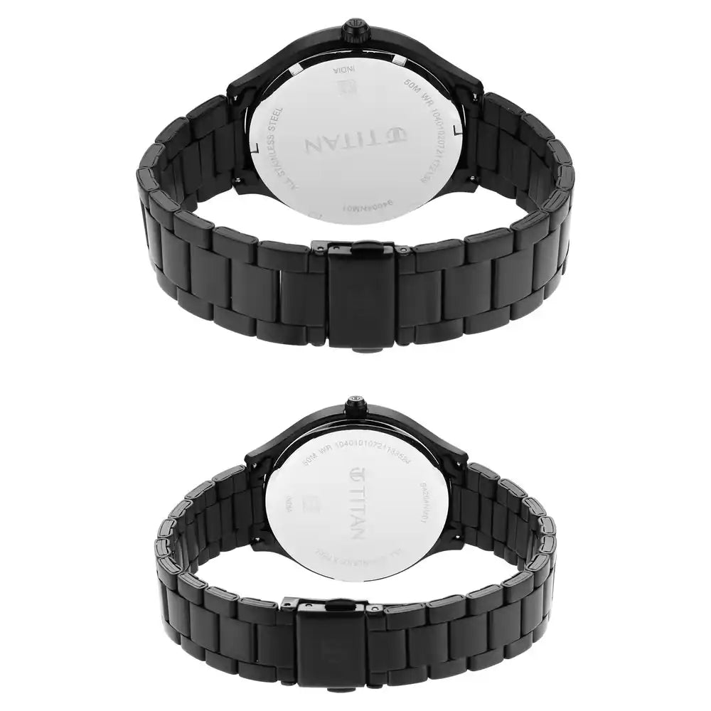 Titan Bandhan Black Dial Stainless Steel Strap Watch 9400494204NM01 - KRISHNA WATCH COMPANY