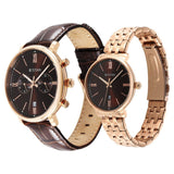 Titan Bandhan Quartz Analog with Date Brown Leather and Stainless Steel Strap for Couple 9400794207WZ02P