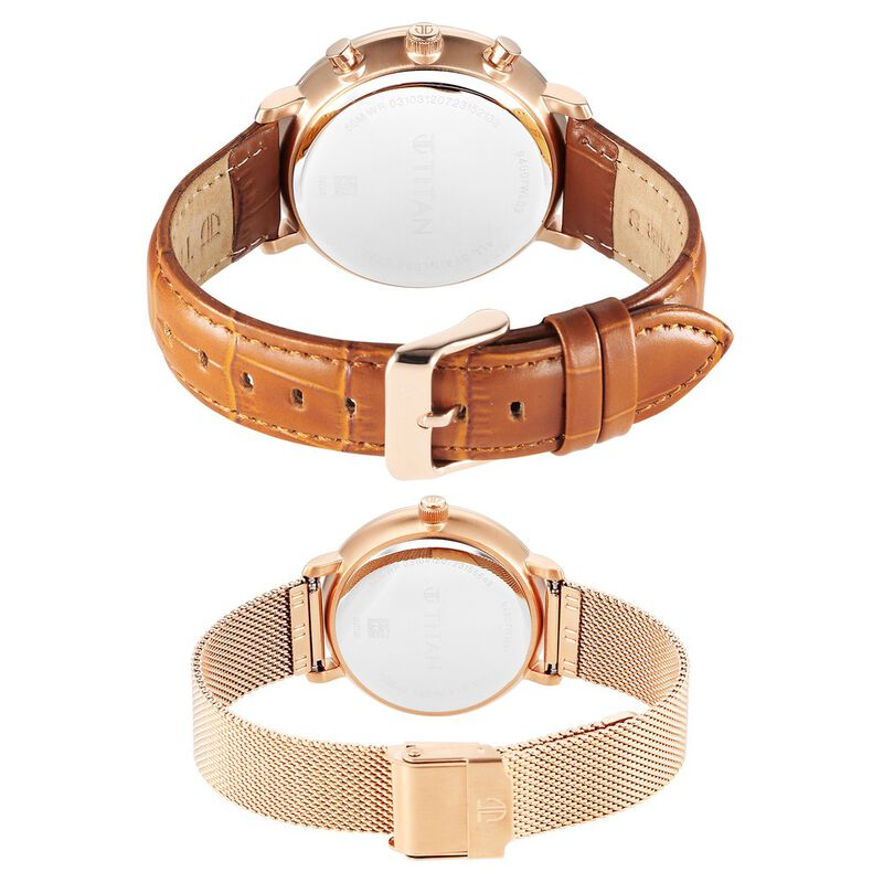 Titan Bandhan Quartz Analog with Date Green Leather and Stainless Steel Strap for Couple 9400794207wz03p - KRISHNA WATCH COMPANY