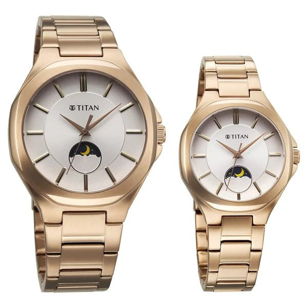 Titan Bandhan Quartz Analog Silver Dial Pink Stainless Steel Strap Watch For Couple 9400994209wm01 - KRISHNA WATCH COMPANY