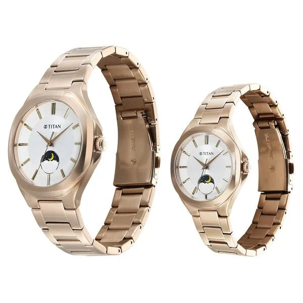 Titan Bandhan Quartz Analog Silver Dial Pink Stainless Steel Strap Watch For Couple 9400994209wm01 - KRISHNA WATCH COMPANY