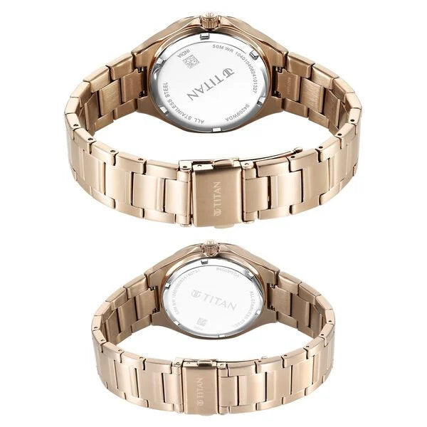 Titan Bandhan Quartz Analog Silver Dial Pink Stainless Steel Strap Watch For Couple 9400994209wm01 - KRISHNA WATCH COMPANY