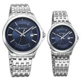 Titan Bandhan Quartz Analog with Date Blue Dial Silver Stainless Steel Strap Watch For Couple 9401194211sm01