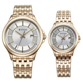 Titan Bandhan Quartz Analog with Date Silver Dial Pink Watch For Couple - 9401194211WM01