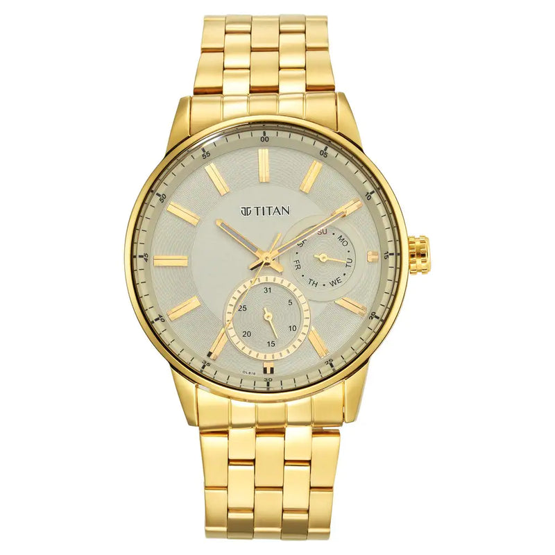 Titan Regalia Opulent White Dial Two Toned Watch - 9441YM02 - KRISHNA WATCH COMPANY