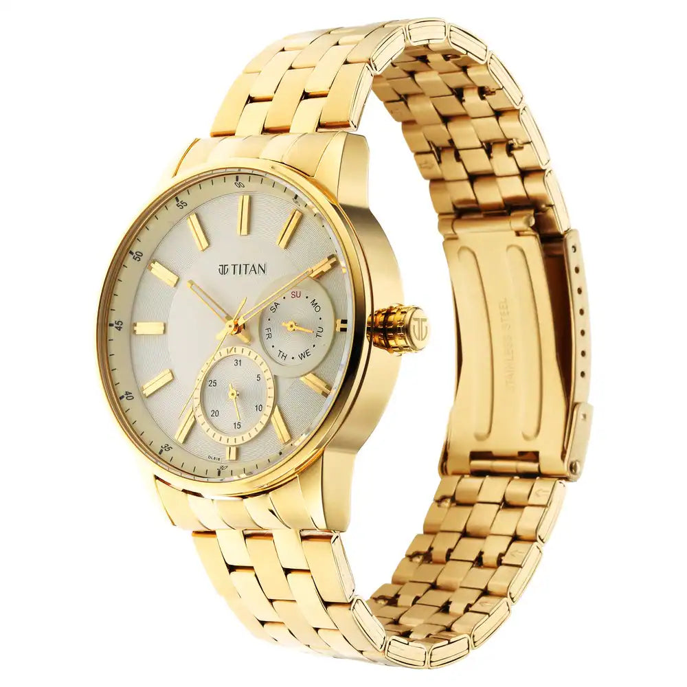 Titan Regalia Opulent White Dial Two Toned Watch - 9441YM02 - KRISHNA WATCH COMPANY