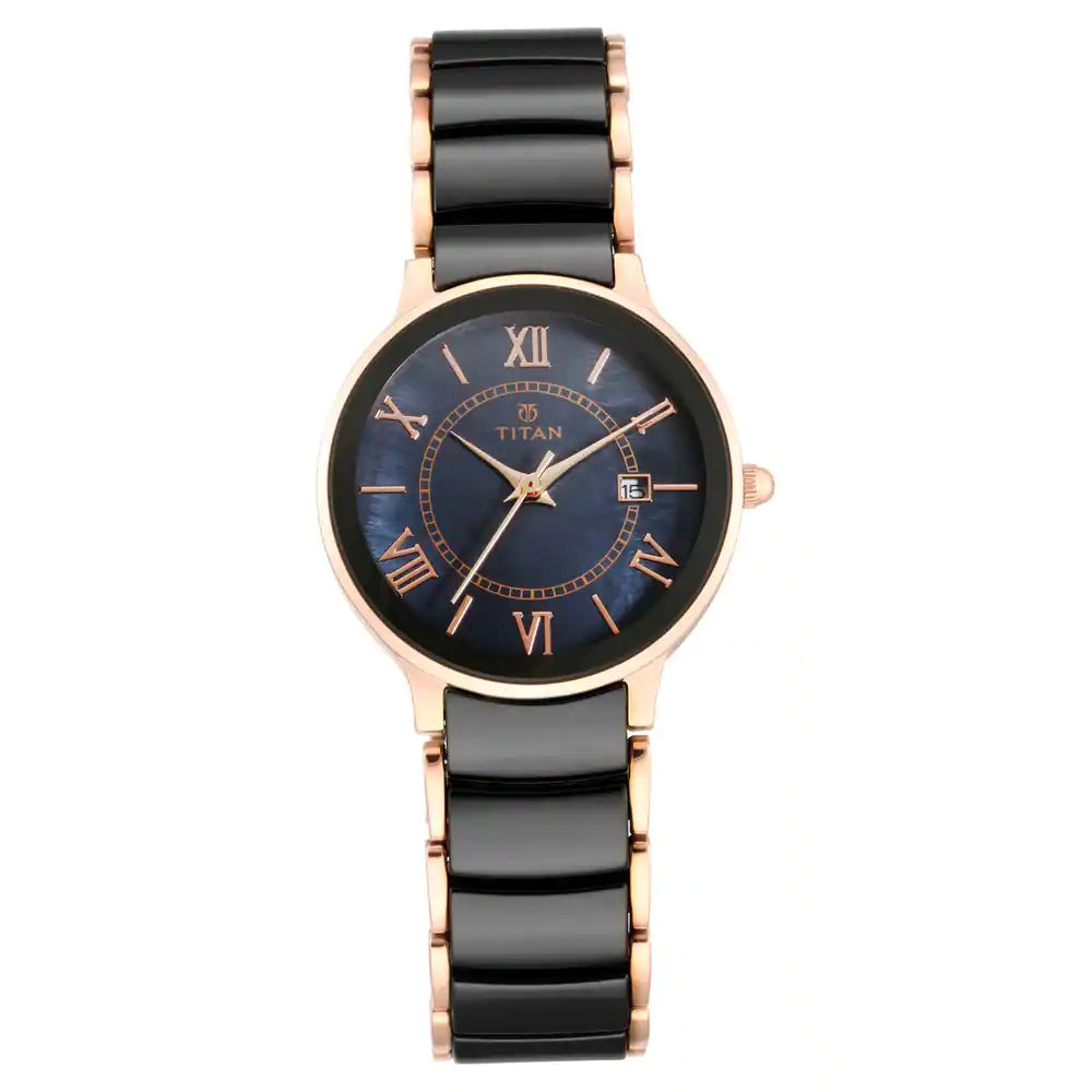 Titan Black Dial Two Toned Steel & Ceramic Strap Watch NQ95016WD01 - KRISHNA WATCH COMPANY