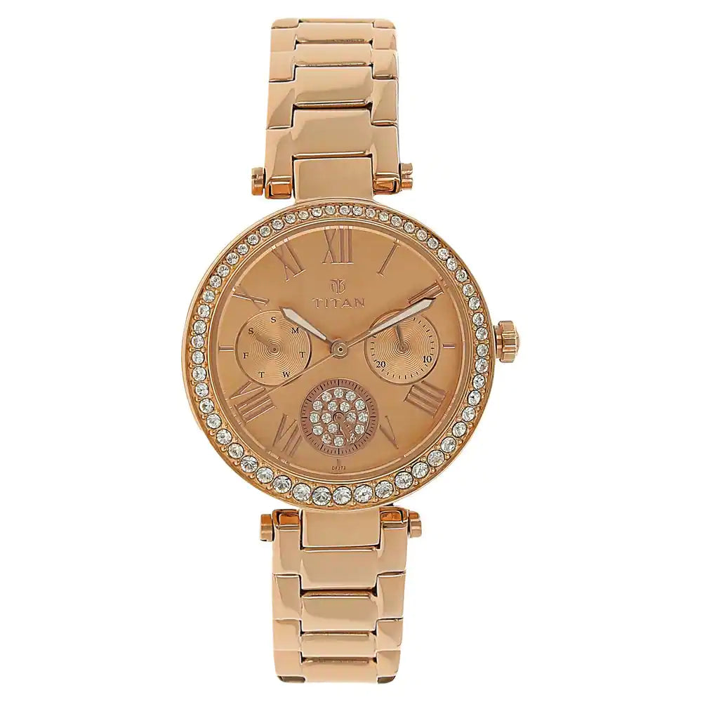 Titan Rose Gold Dial Stainless Steel Strap Watch NN95023WM01 - KRISHNA WATCH COMPANY
