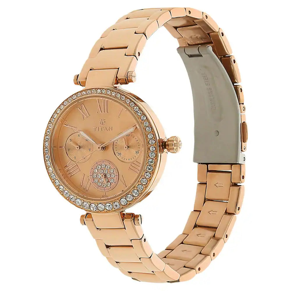Titan Rose Gold Dial Stainless Steel Strap Watch NN95023WM01 - KRISHNA WATCH COMPANY