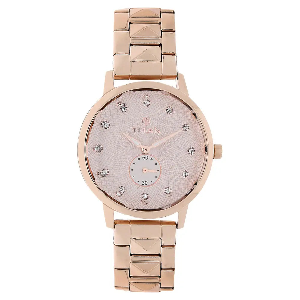 Titan Rose Gold Dial Rose Gold Stainless Steel Strap Watch 95037WM01 - KRISHNA WATCH COMPANY