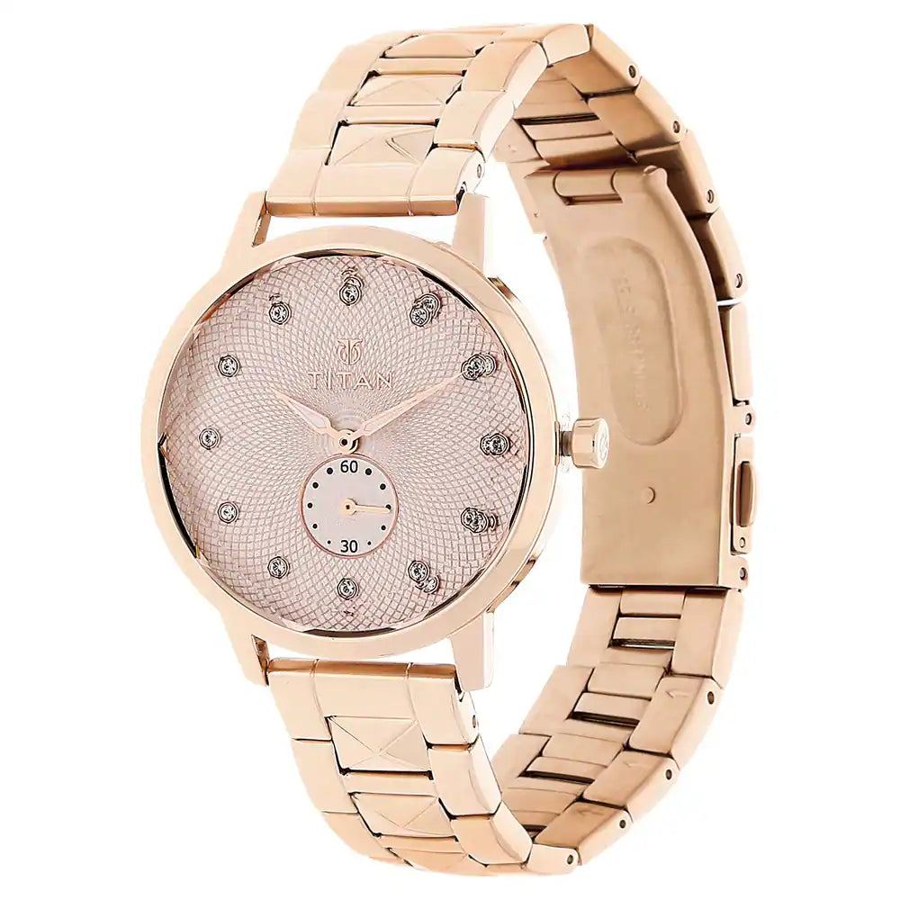 Titan Rose Gold Dial Rose Gold Stainless Steel Strap Watch 95037WM01 - KRISHNA WATCH COMPANY