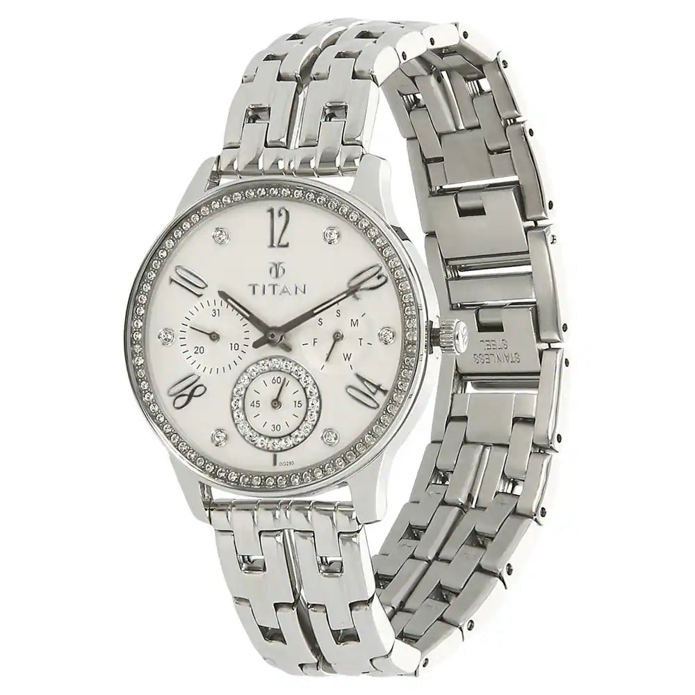 TITAN Silver Dial Silver Stainless Steel Strap Watch NL95040SM01 (DG290) - KRISHNA WATCH COMPANY