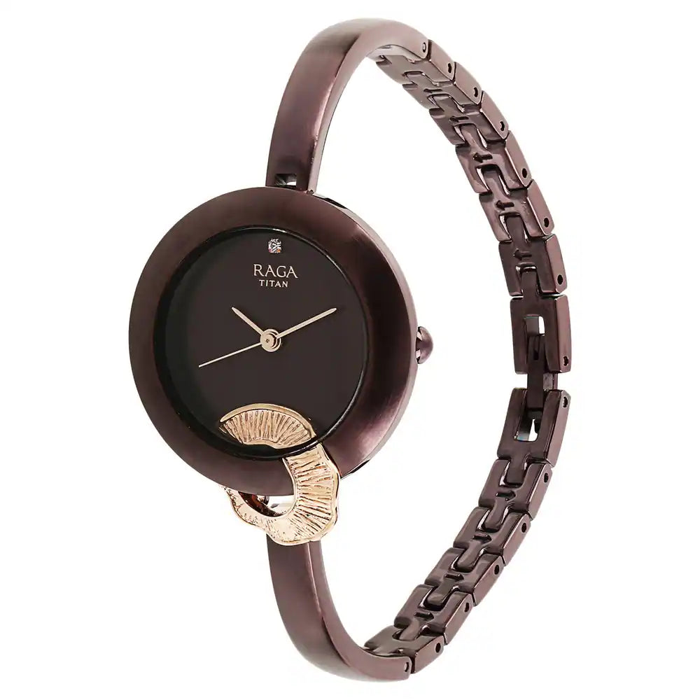 Titan Raga Espana Brown Metal Strap Watch 95051KM01F (DH238) - KRISHNA WATCH COMPANY