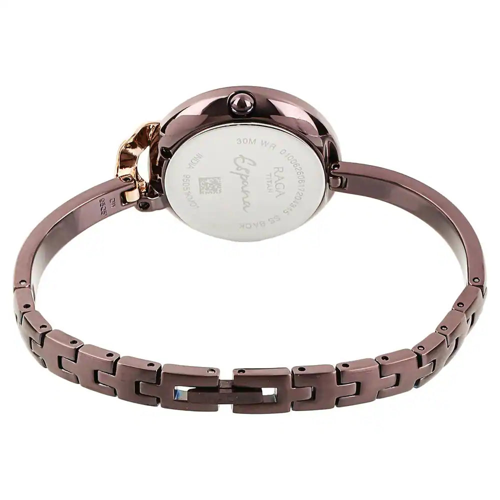 Titan Raga Espana Brown Metal Strap Watch 95051KM01F (DH238) - KRISHNA WATCH COMPANY