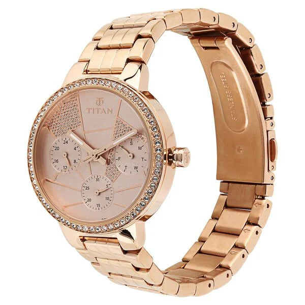 Titan Whimsy Rose Gold Dial Quartz Multifunction Stainless Steel Strap Watch for Women 95058wm02 - KRISHNA WATCH COMPANY