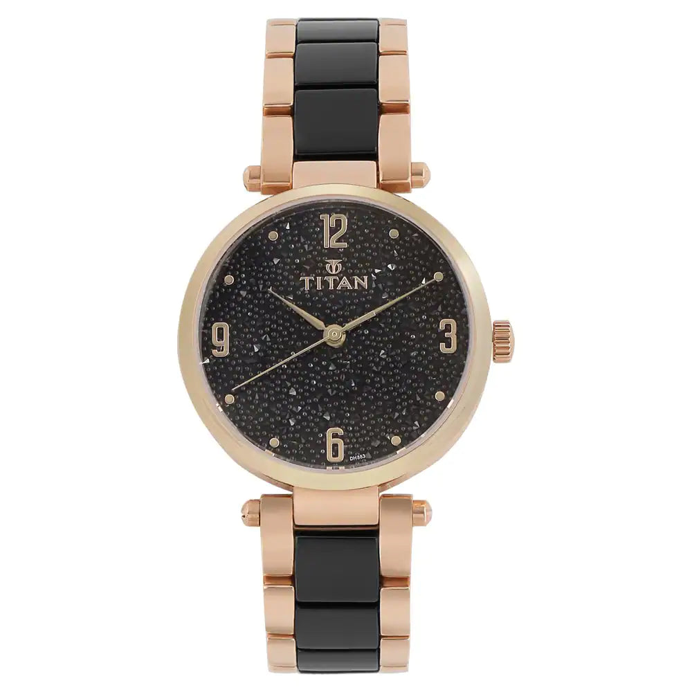 Titan Black Dial Analog Watch with Steel & Ceramic Strap NP95061WD01 - KRISHNA WATCH COMPANY