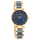 Titan Quartz Analog Blue Dial Ceramic Strap Watch for Women 95061WD05