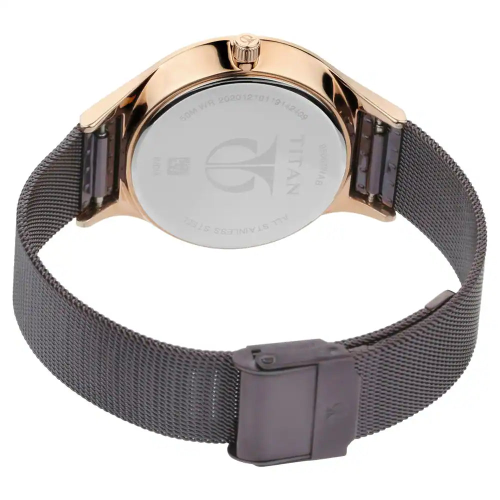 Titan Workwear Watch with Brown Dial & Metal Strap NP95067KM01 - KRISHNA WATCH COMPANY