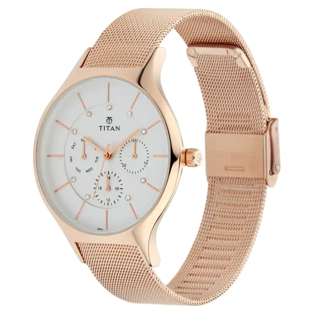 Titan Workwear Watch with White Dial & Metal Strap NP95067WM01 - KRISHNA WATCH COMPANY