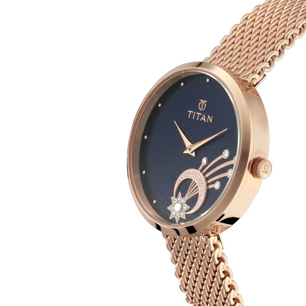 Titan Stellar by Titan Black Dial Analog Watch for Women 95083WM02 - KRISHNA WATCH COMPANY