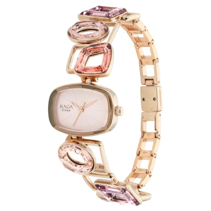 Titan Raga Facets Pink Dial Analog Stainless Steel Strap Watch for Women NR95118WM02 - KRISHNA WATCH COMPANY