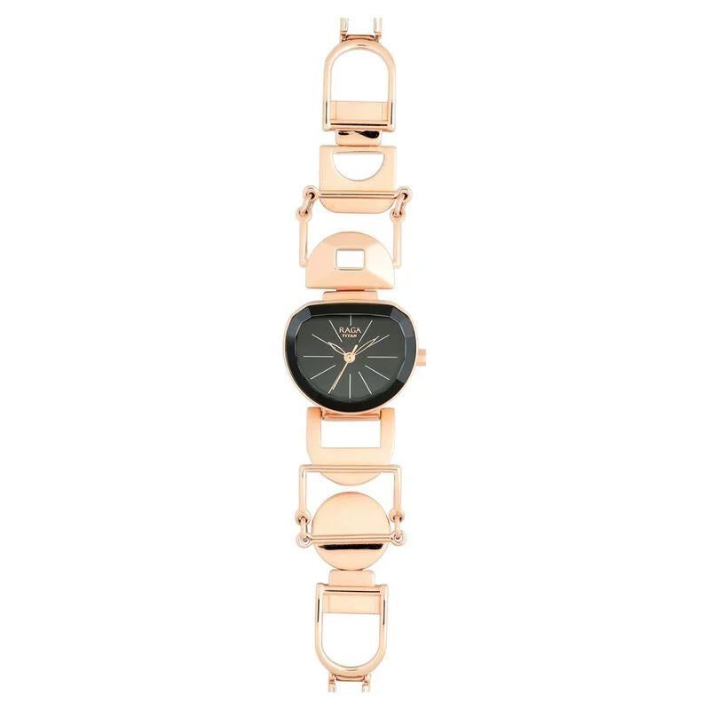 Titan Raga Facets Black Dial Women Watch With Stainless Steel Strap 95119WM01