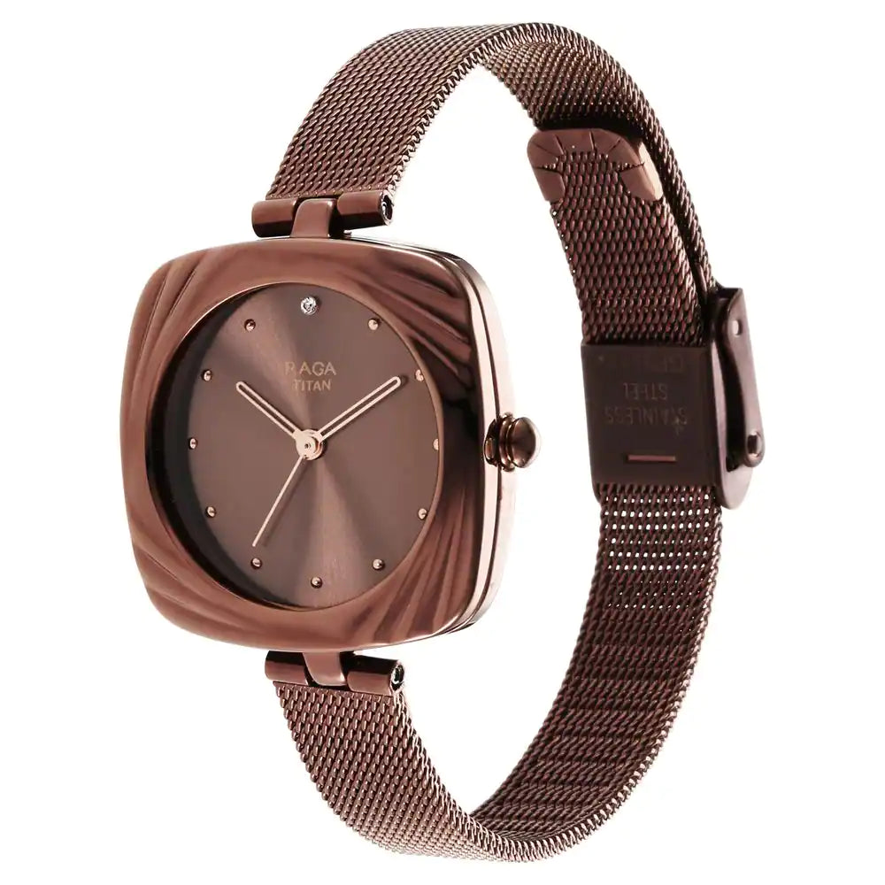 Titan Raga Moments of Joy Watch with Brown Dial & Brass Strap NR95139QM02 / NS95139QM02 - KRISHNA WATCH COMPANY