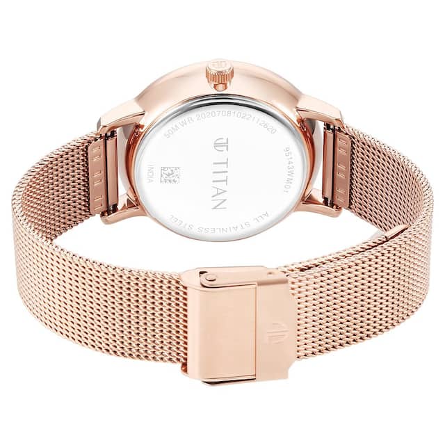 Titan Workwear Slimline Mother Of Pearl Dial Stainless Steel Strap Watch for Women 95143WM01 - KRISHNA WATCH COMPANY