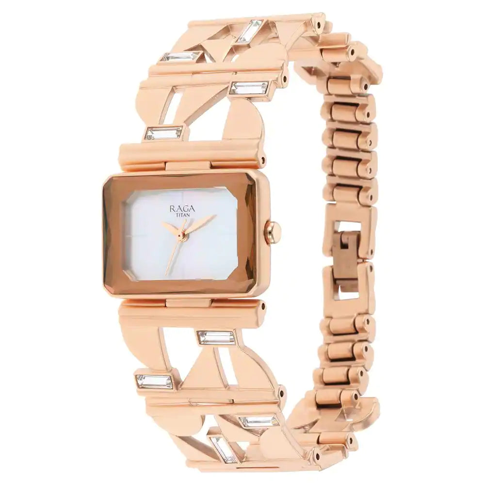Titan Love All Watch with Mother Of Pearl Dial & Brass Strap 95149WM01 - KRISHNA WATCH COMPANY