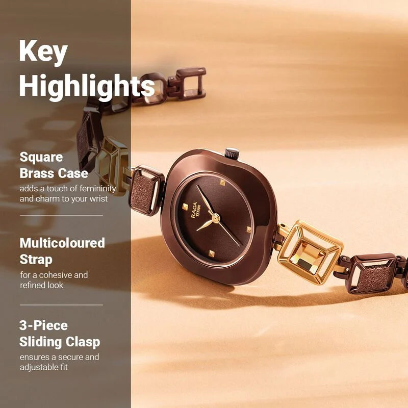 Titan Raga Love All Brown Dial Analog Metal Strap watch for Women 95156KM01 - KRISHNA WATCH COMPANY