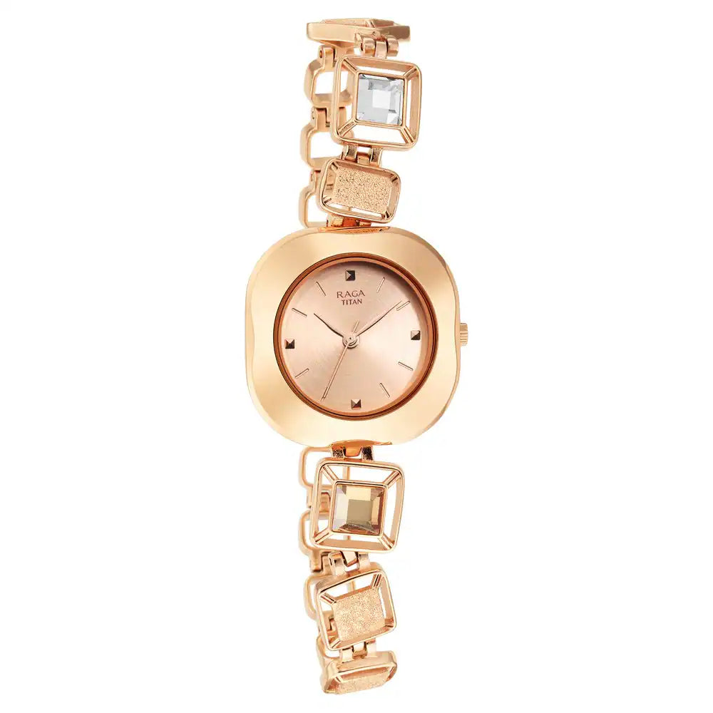 Titan Love All Rose Gold Dial Rose Gold Brass Strap Watch 95156WM01 - KRISHNA WATCH COMPANY