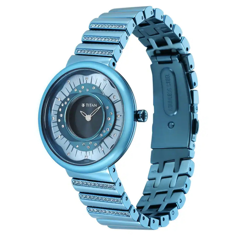 Titan Purple Unending Beauty Blue Dial Analog Watch 95160QM01 - KRISHNA WATCH COMPANY