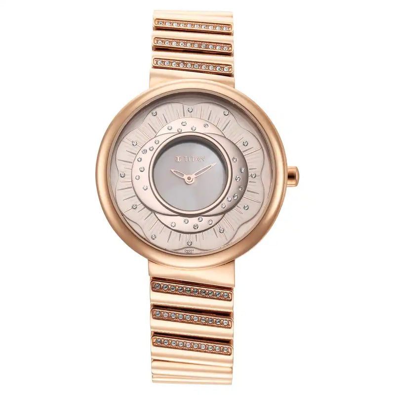 Titan Purple Unending Beauty Rose Gold Dial Analog Watch 95160WM01 (DM231) - KRISHNA WATCH COMPANY
