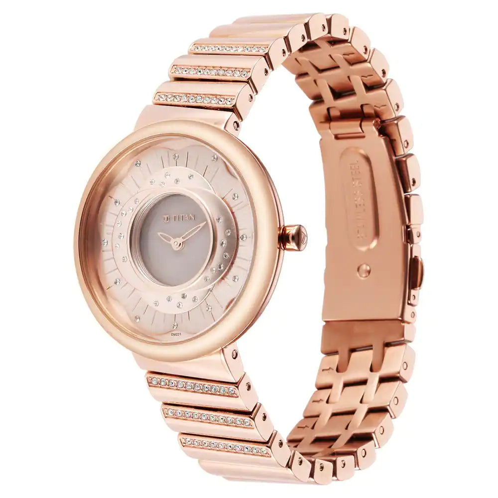 Titan Purple Unending Beauty Rose Gold Dial Analog Watch 95160WM01 (DM231) - KRISHNA WATCH COMPANY