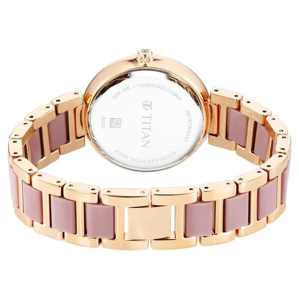 Titan Acetate Mother Of Pearl Quartz Multifunction Strap watch for Women - 95187KD02 - KRISHNA WATCH COMPANY