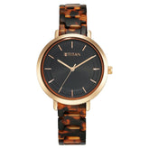 Titan Purple Acetate Quartz Analog Black Dial Brass & Acetate Strap Watch for Women 95188KD01