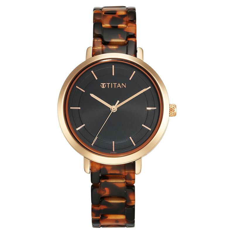 Titan Purple Acetate Quartz Analog Black Dial Brass & Acetate Strap Watch for Women 95188KD01 - KRISHNA WATCH COMPANY