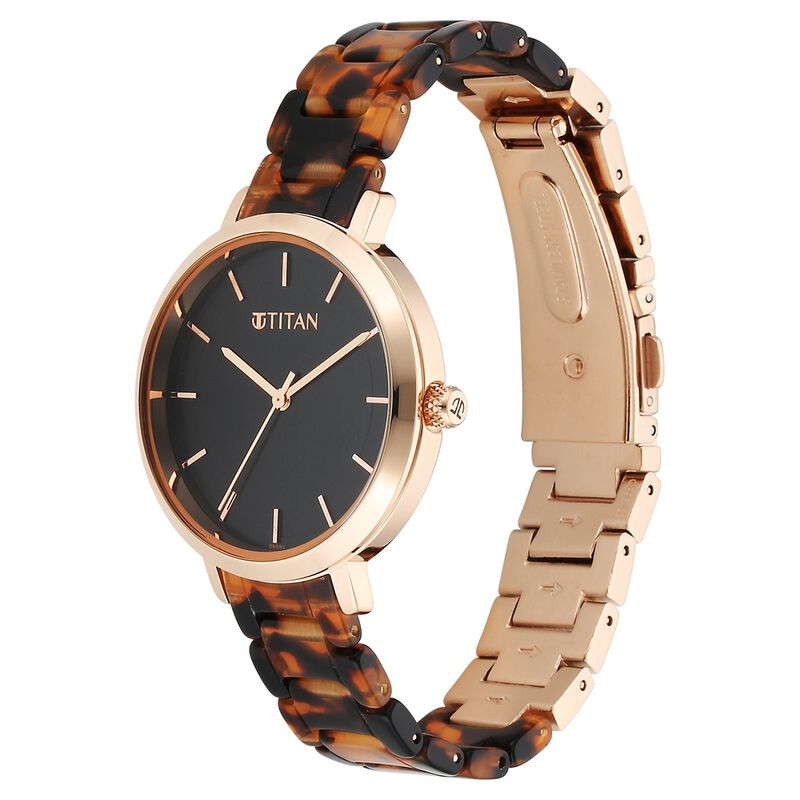 Titan Purple Acetate Quartz Analog Black Dial Brass & Acetate Strap Watch for Women 95188KD01 - KRISHNA WATCH COMPANY