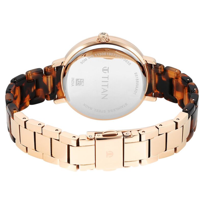 Titan Purple Acetate Quartz Analog Black Dial Brass & Acetate Strap Watch for Women 95188KD01 - KRISHNA WATCH COMPANY