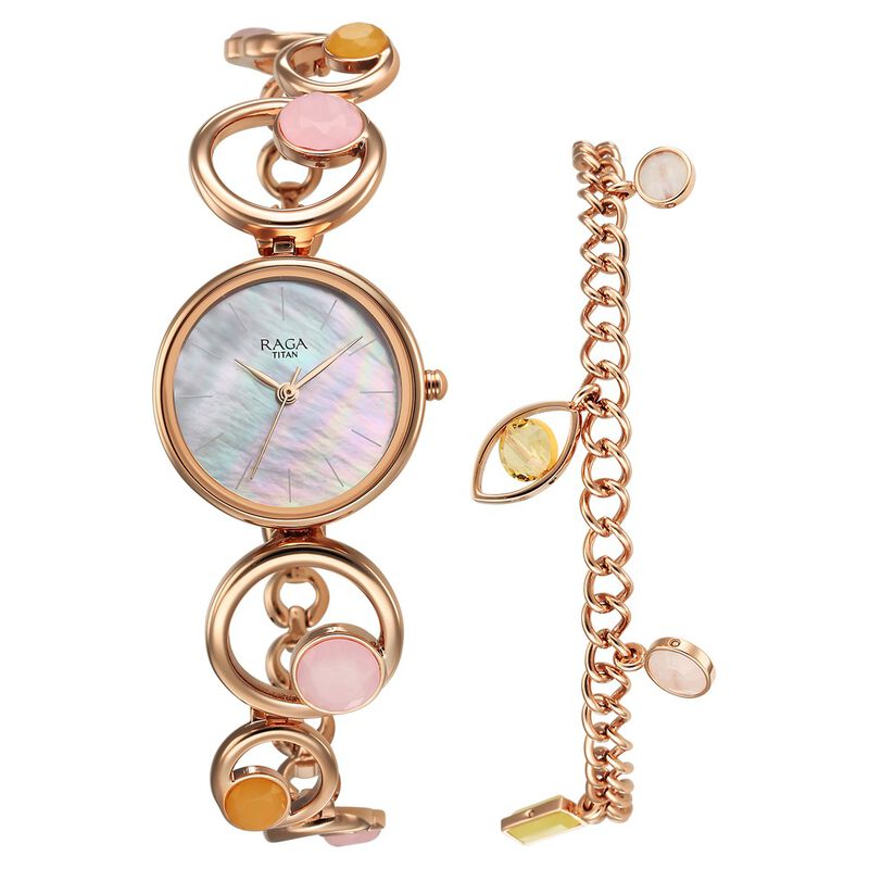 Titan Raga New You Quartz Analog Mother Of Pearl Citrine for Women - 95194WM01F - KRISHNA WATCH COMPANY