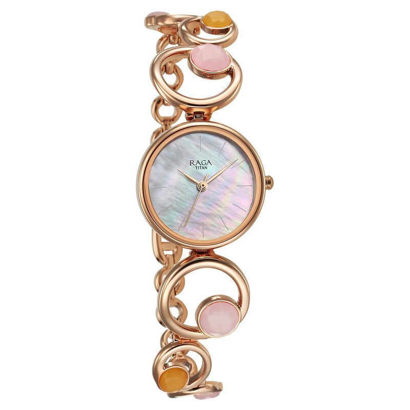 Titan Raga New You Quartz Analog Mother Of Pearl Citrine for Women - 95194WM01F - KRISHNA WATCH COMPANY