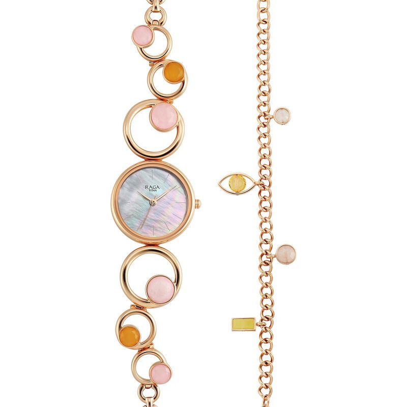 Titan Raga New You Quartz Analog Mother Of Pearl Citrine for Women - 95194WM01F - KRISHNA WATCH COMPANY