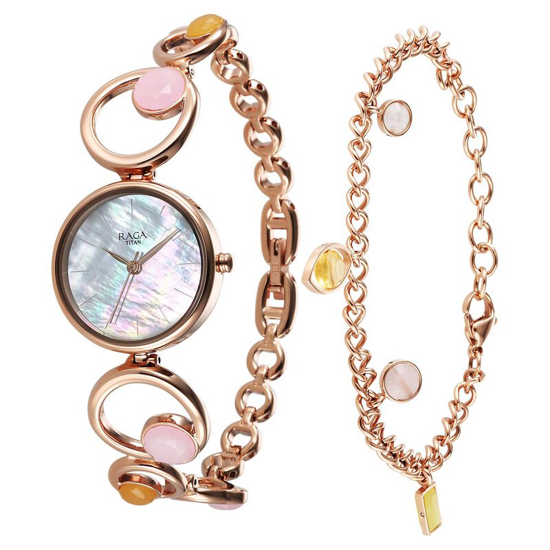 Titan Raga New You Quartz Analog Mother Of Pearl Citrine for Women - 95194WM01F - KRISHNA WATCH COMPANY