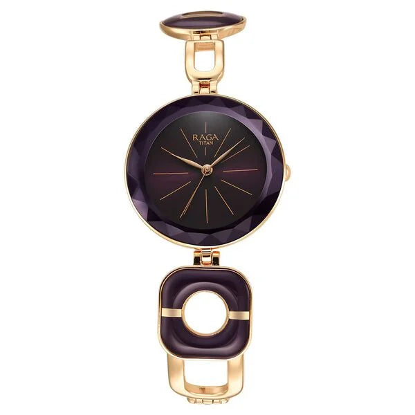 TITAN Raga Delight Purple Dial Metal Strap Watch 95198WM01 - KRISHNA WATCH COMPANY