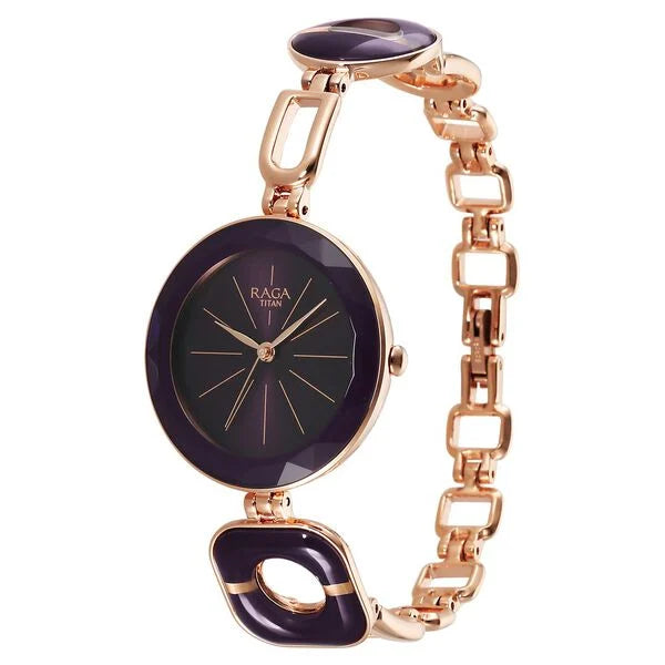 TITAN Raga Delight Purple Dial Metal Strap Watch 95198WM01