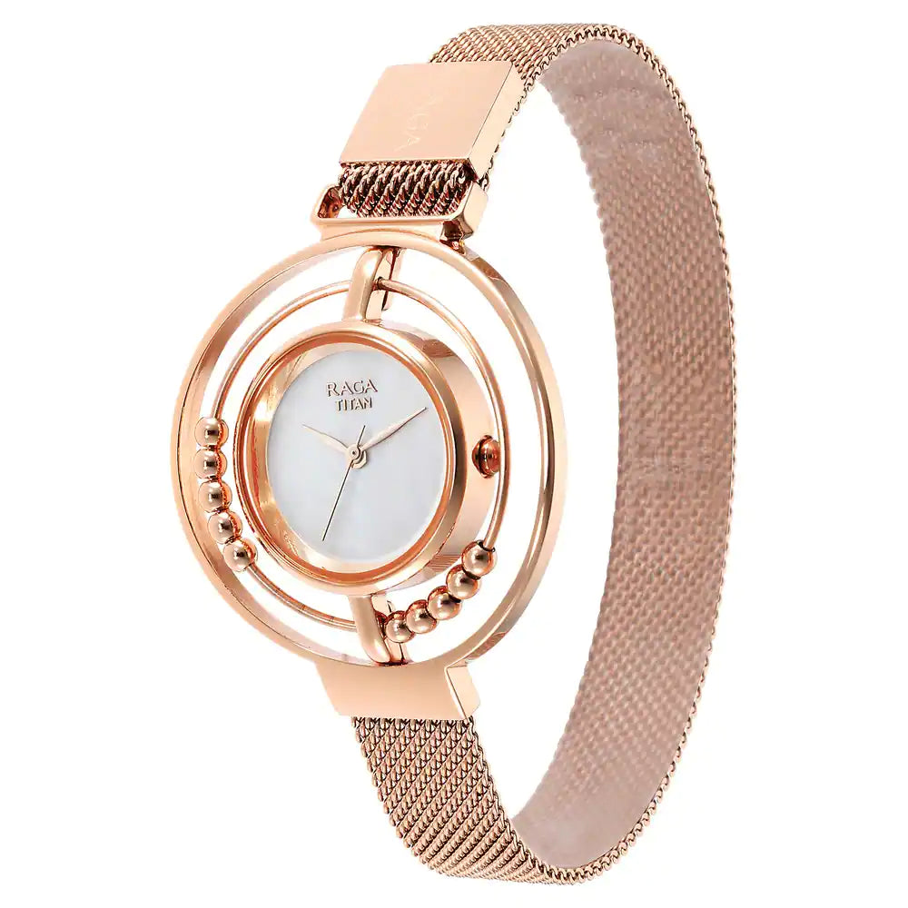 Titan Raga Delight Mother Of Pearl Dial Stainless Steel Strap Watch 95203WM01 - KRISHNA WATCH COMPANY