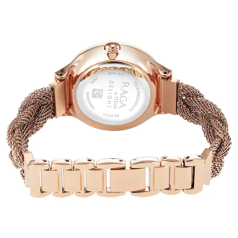 Titan Raga Delight Rose Gold Dial Stainless Steel Strap Watch 95204WM01 - KRISHNA WATCH COMPANY