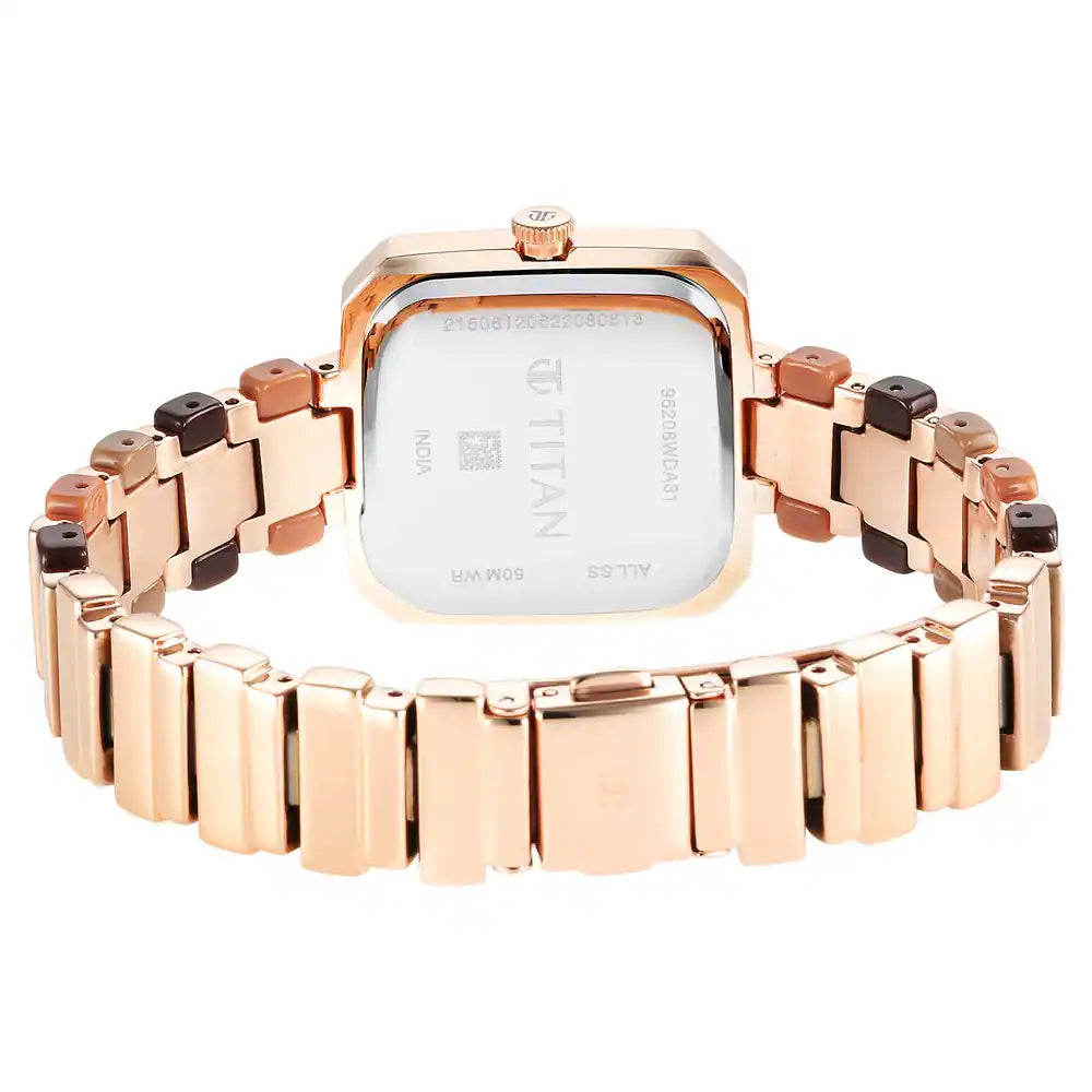 TITAN Glitz Rose Gold Dial Metal & Plastic Strap Watch for Women 95208WD01 - KRISHNA WATCH COMPANY