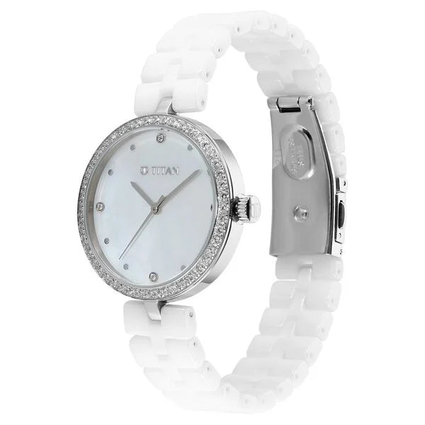 Titan Purple Ceramics Quartz Analog Watch For Women - 95215KC01 - KRISHNA WATCH COMPANY